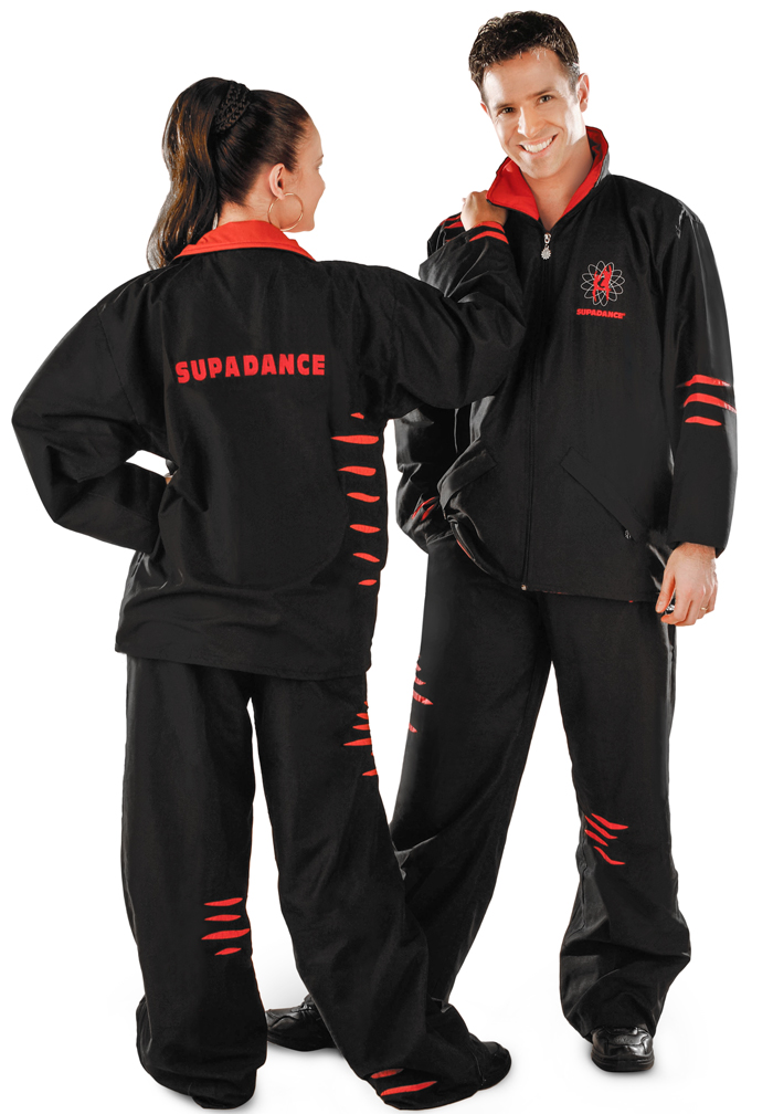 Supadance Unisex Tracksuit Style C-Black with Red Trim