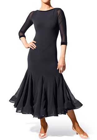 Armando Boat Neck Ballroom Dance Dress 00077-Black