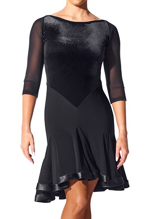 Armando Velvet Bodice Latin Dress 00079-Black