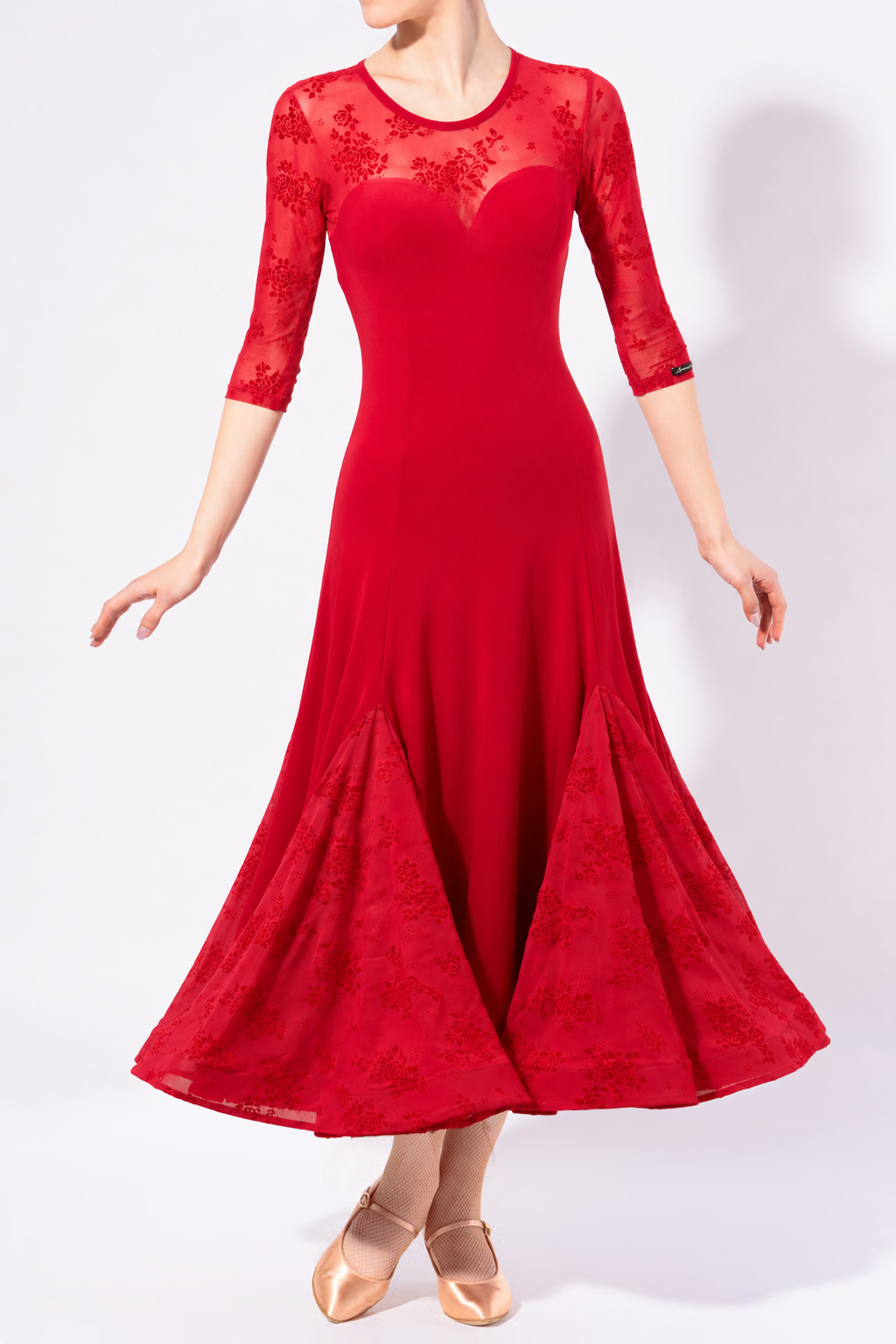 Armando Womens Sweetheart Mesh Practice Dress 00247-Red Print
