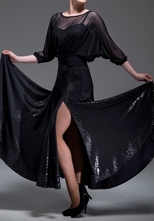 Chrisanne Clover Alia Ballroom Dress-Silver Starlight On Black