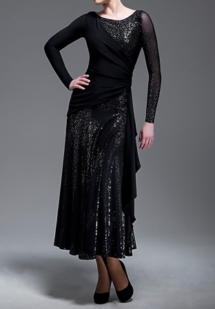 Chrisanne Clover Cecelia Ballroom Dress-Silver Starlight On Black