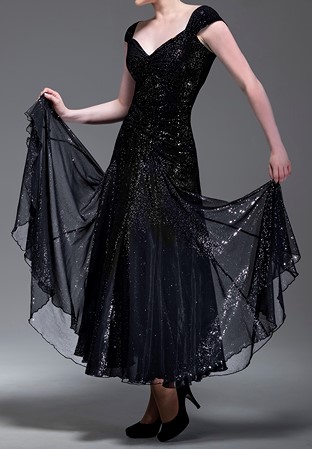 Chrisanne Clover Elise Ballroom Dress-Silver Starlight On Black