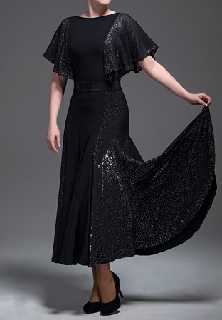 Chrisanne Clover Gloriana Ballroom Dress-Silver Starlight On Black