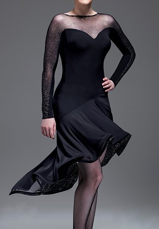 Chrisanne Clover Katrina Latin Dress-Silver Starlight On Black