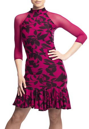 Chrisanne Clover Rapture Latin Dress-Wine & Black Print