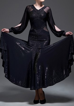 Chrisanne Clover Scarlett Ballroom Dress-Silver Starlight On Black