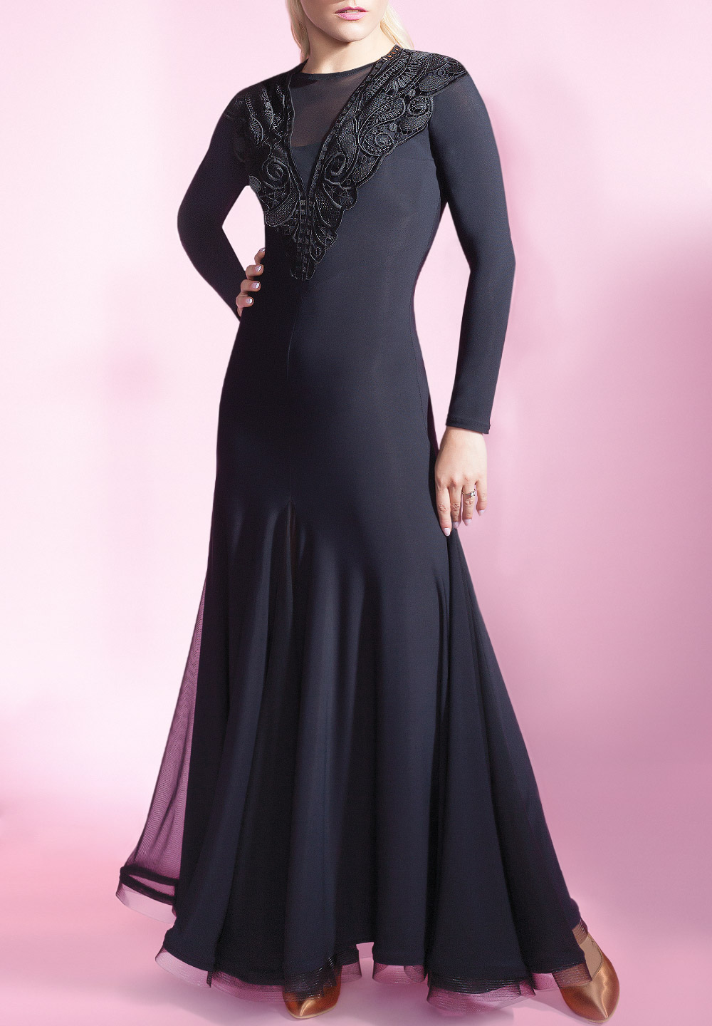 Chrisanne Clover Tania Lacey Ballroom Dress-Black