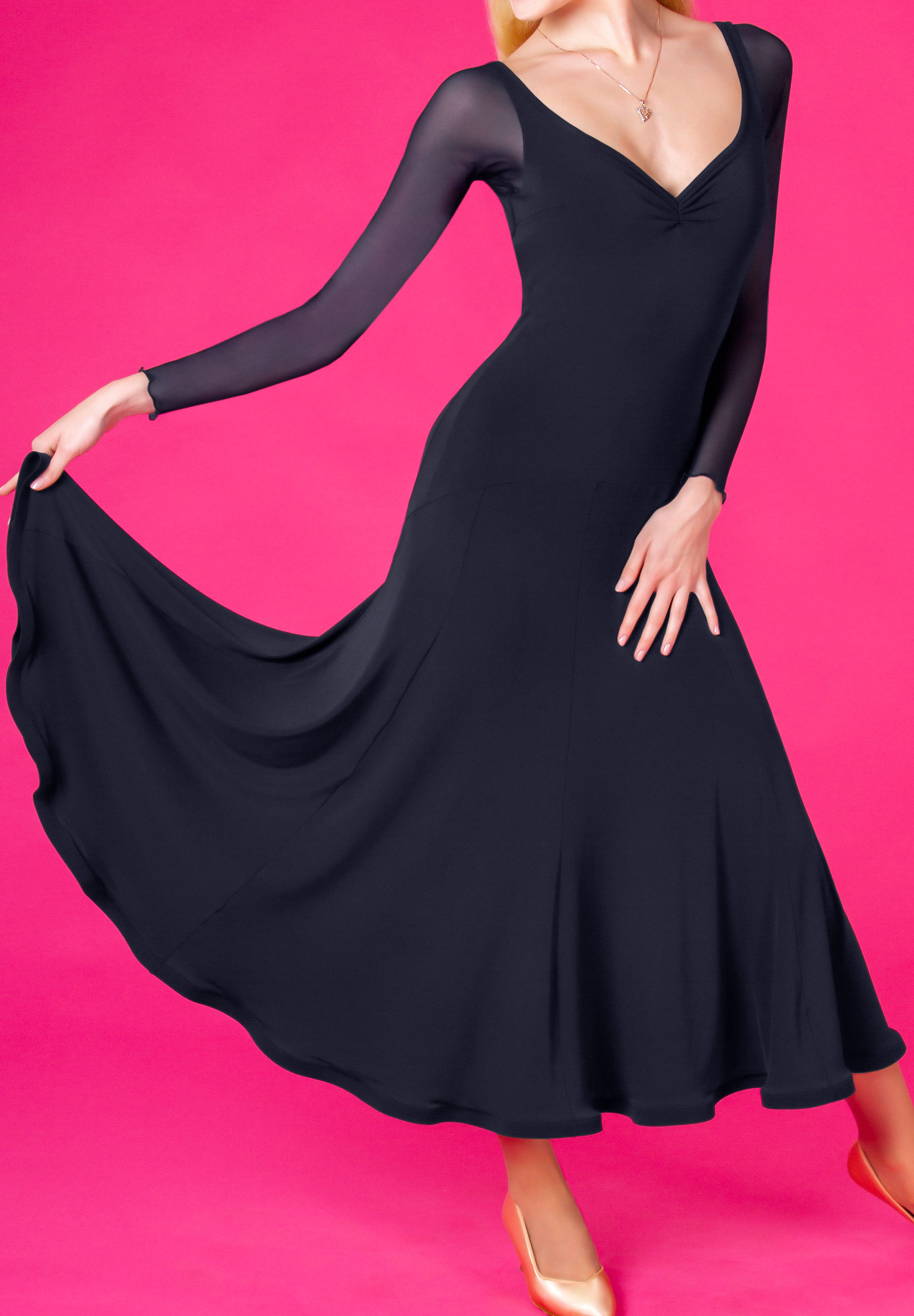 DSI Carmel Long Ballroom Dress 3250-Black Crepe