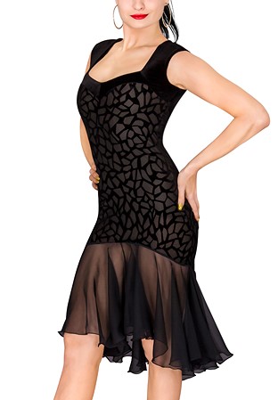 DSI Carmelita Latin Dress-Black Flock 3252