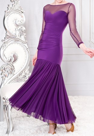Dance America D006 - Long Ruched Sweetheart Dress-Purple