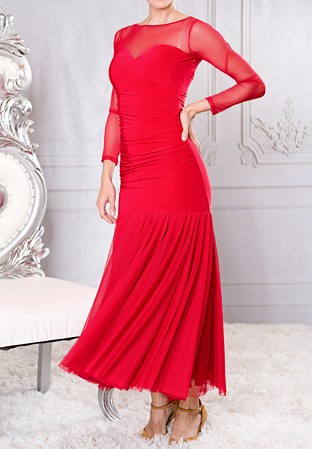 Dance America D006 - Long Ruched Sweetheart Dress-Red