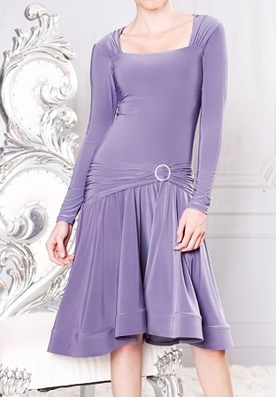 Dance America D009 - Short Square Neck Dress-Grey