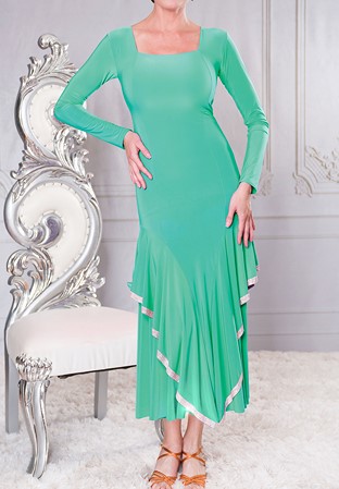 Dance America D203R - Long Princess Dress with Rhinestones-Green