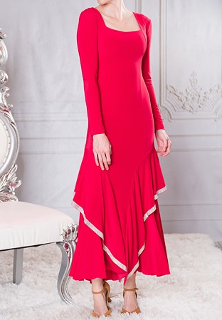 Dance America D203R - Long Princess Dress with Rhinestones-Red