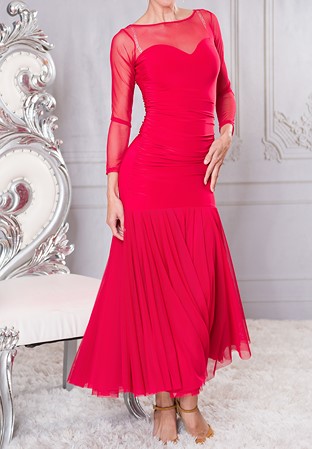 Dance America D206 - Long Ruched Sweetheart Dress-Red