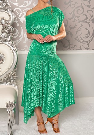Dance America D209 - Long Blouson Velvet Dress-Green
