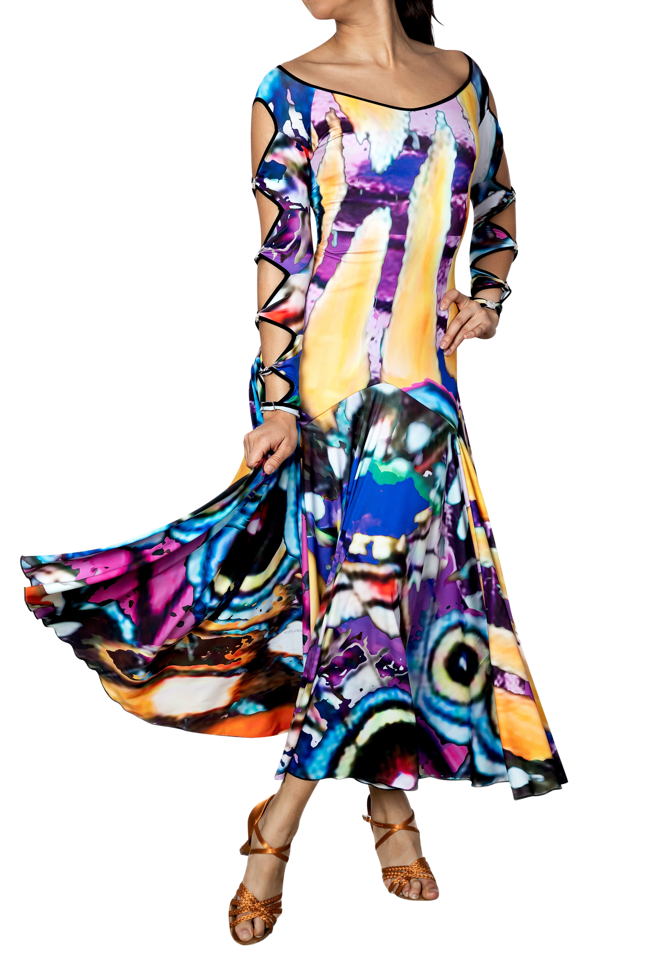 Dance America D2404 - Long Lattice Dress-Print