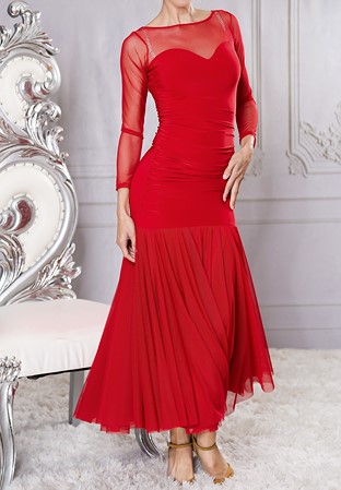 Dance America D2406 - Long Ruched Sweetheart Dress-Red