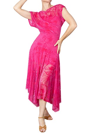 Dance America D2412 - Long Blouson Burnout Velvet Dress-Pink