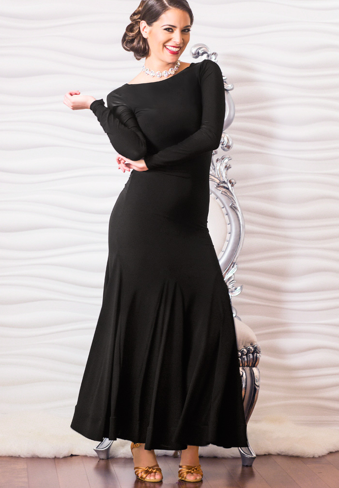 Dance America D608 - Long Crinoline Banded Dress-Black