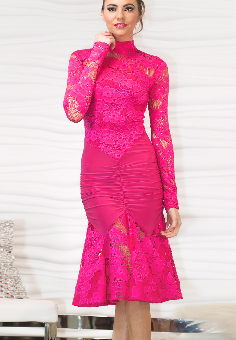 Dance America D711 - Short Angelica Dress-Azalea