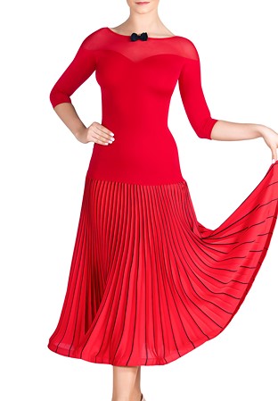 Dance Box 5Th Ave Pleated Ballroom Dress P19120014-02 Red