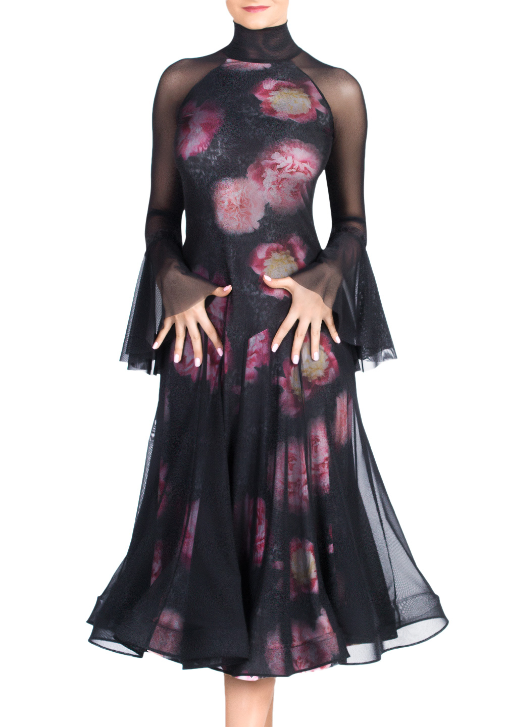 Dance Box Park Ave Ballroom Dress P19120013-02-Peony/Black