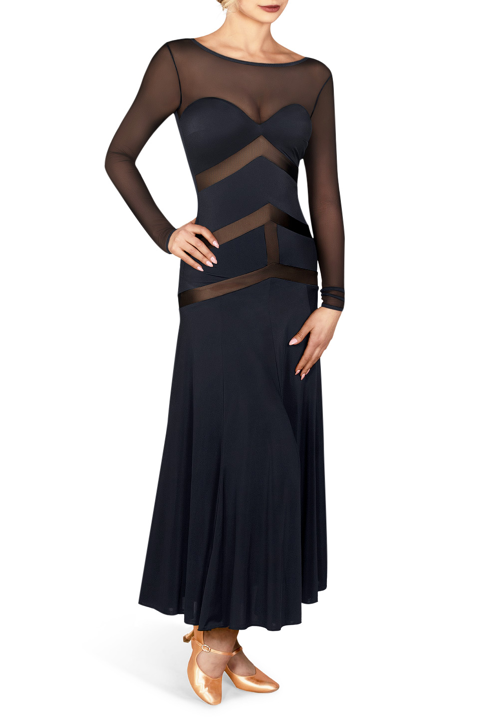 Dance Box Renne Ballroom Dress P18120040-01 Black