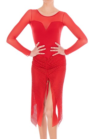 Dance Box Sofia Latin Dance Dress P20120006-02 Red