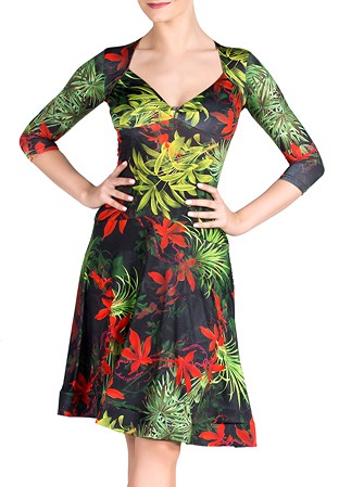 Dance Box Swing Time Latin Dress P18120020-05 Tropical Print