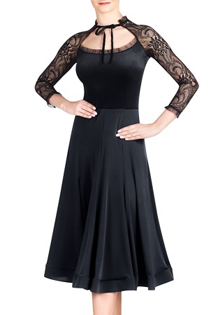 Dance Box West Side Lace Ballroom Dress P19120023-01 Black