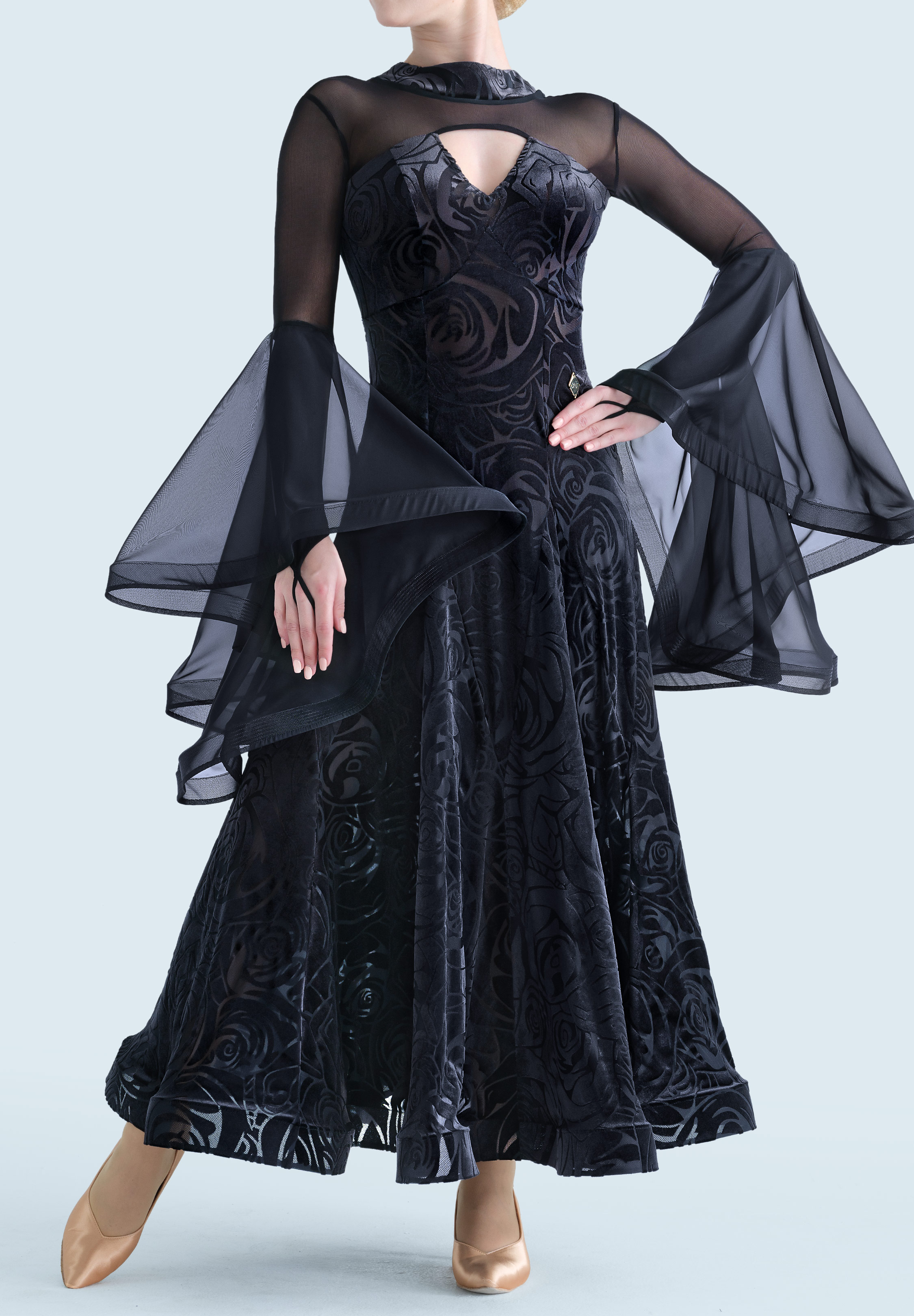 MF Nocturnal Grace Ballroom Dress M366-Black