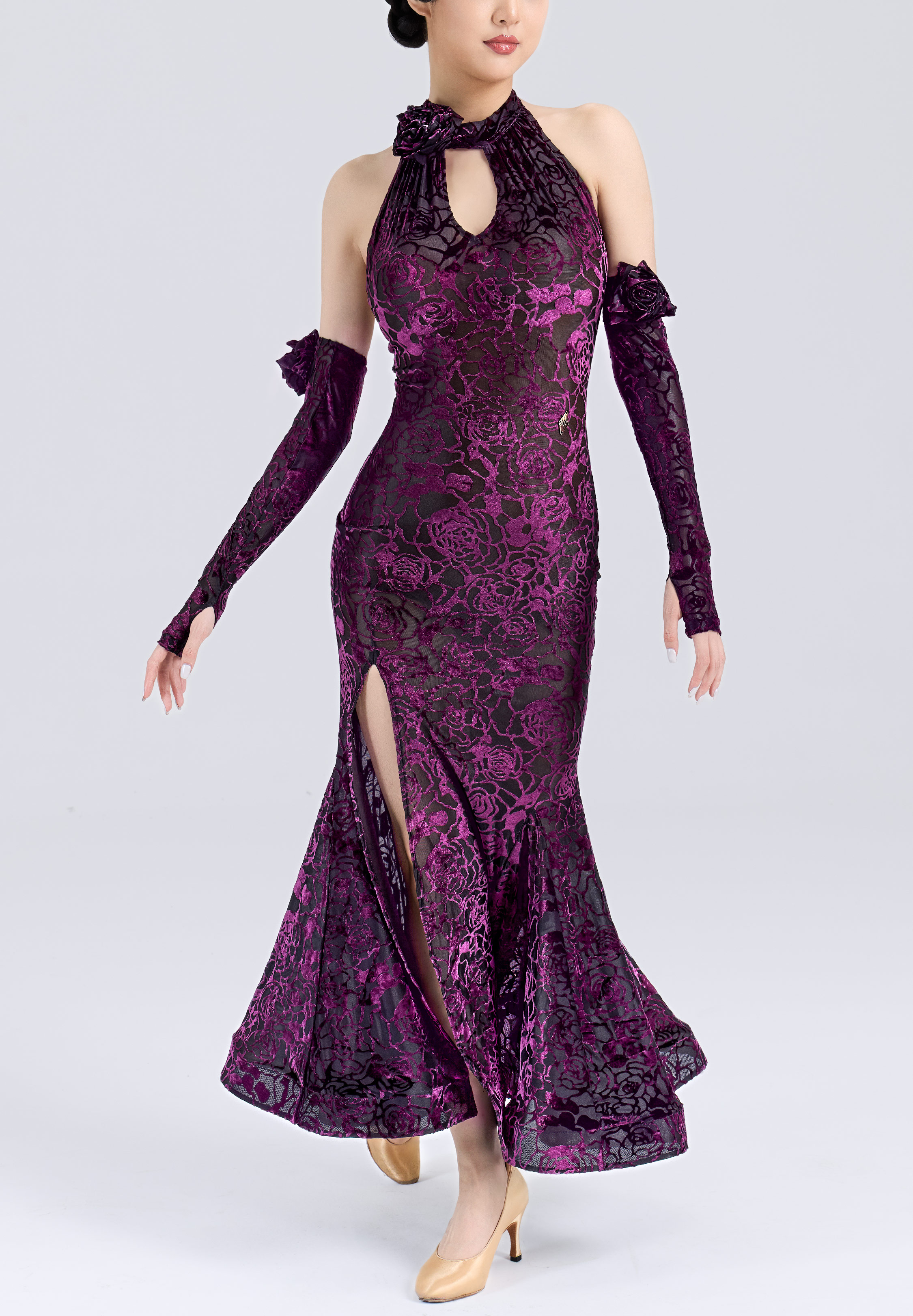 MF Shadow Plum Smooth Dress M392-Purple Print