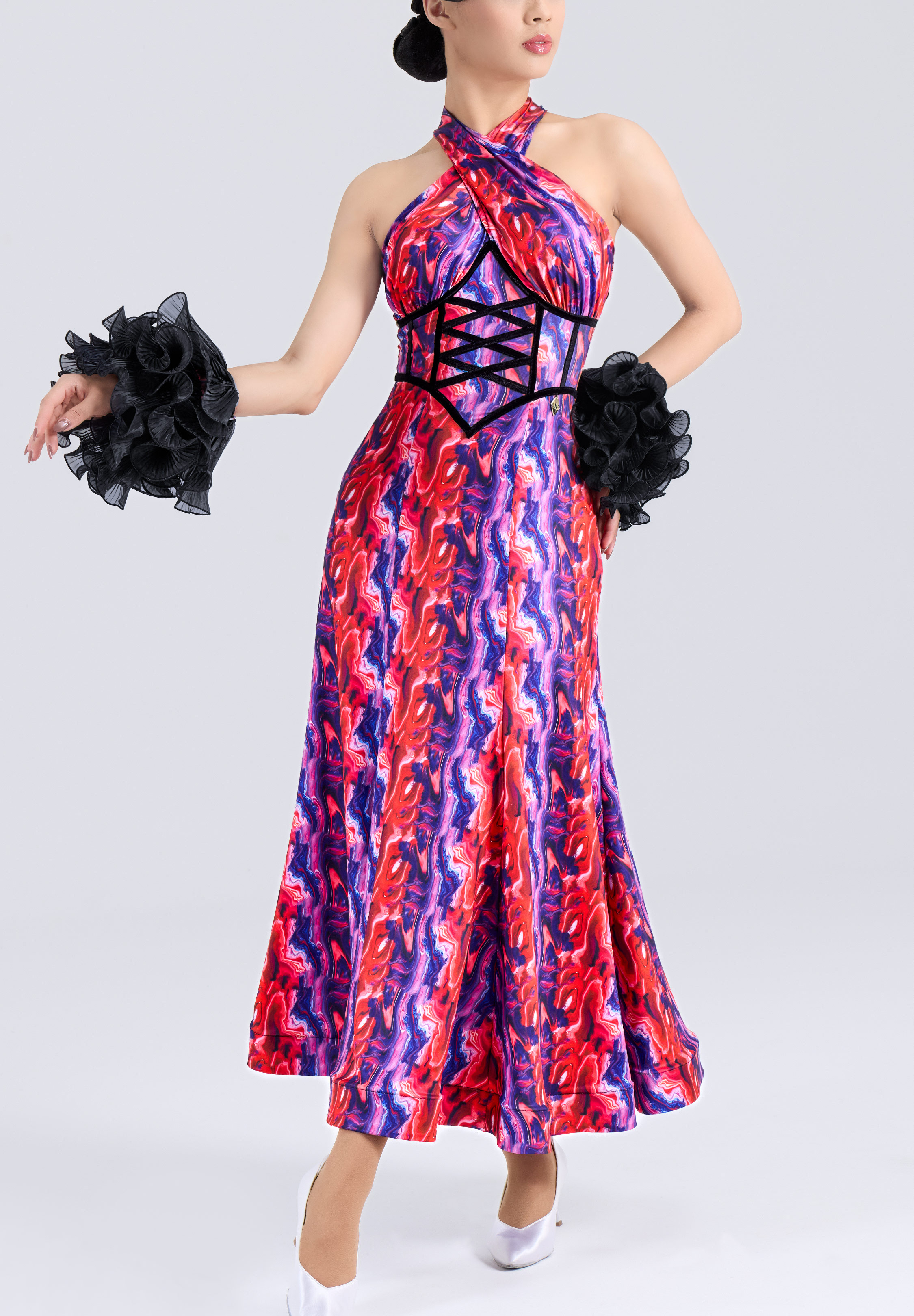 MF Cosmic Corset Smooth Dress M431-Floral Print
