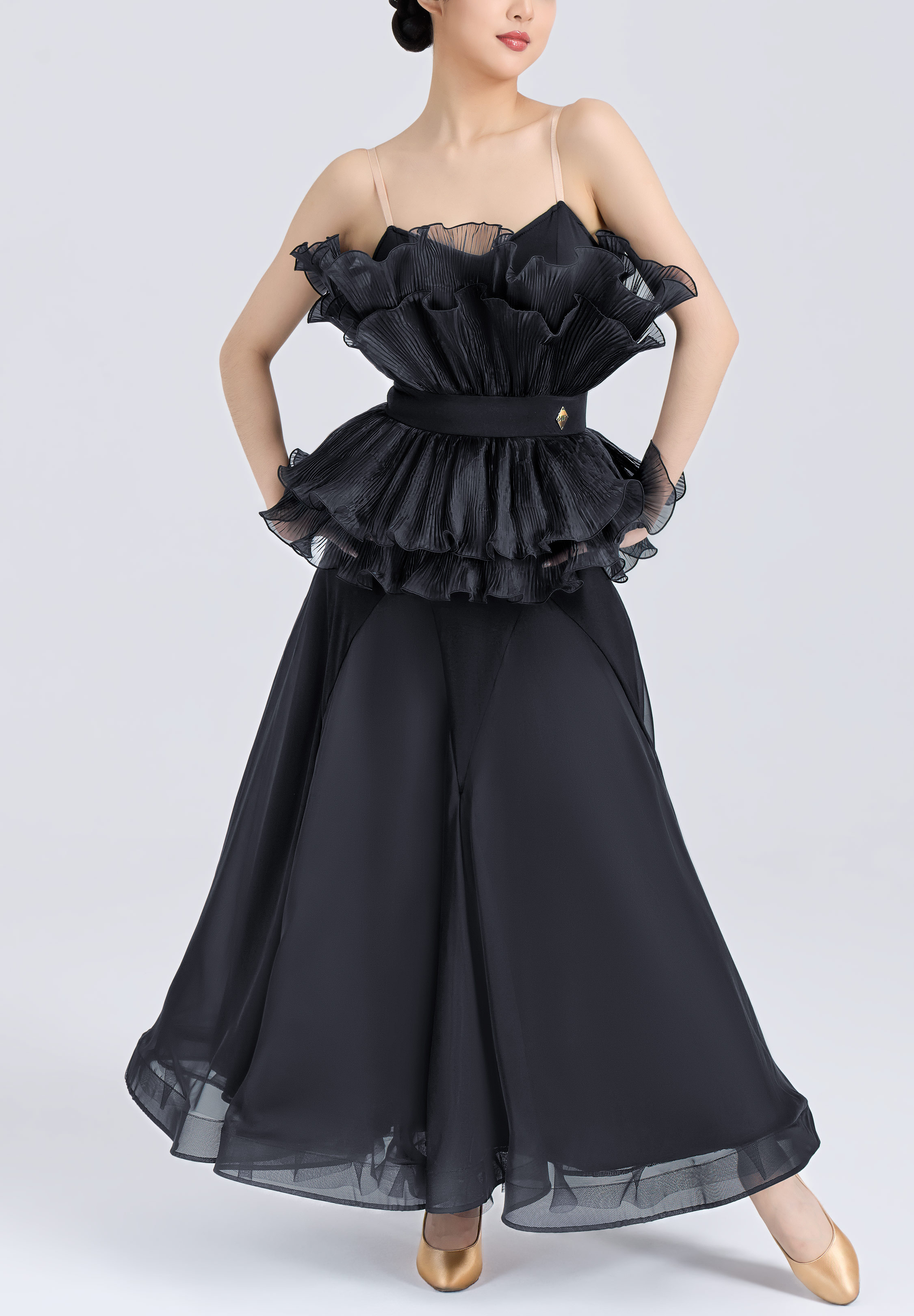 MF Frill Noir Ballroom Gown M436-Black
