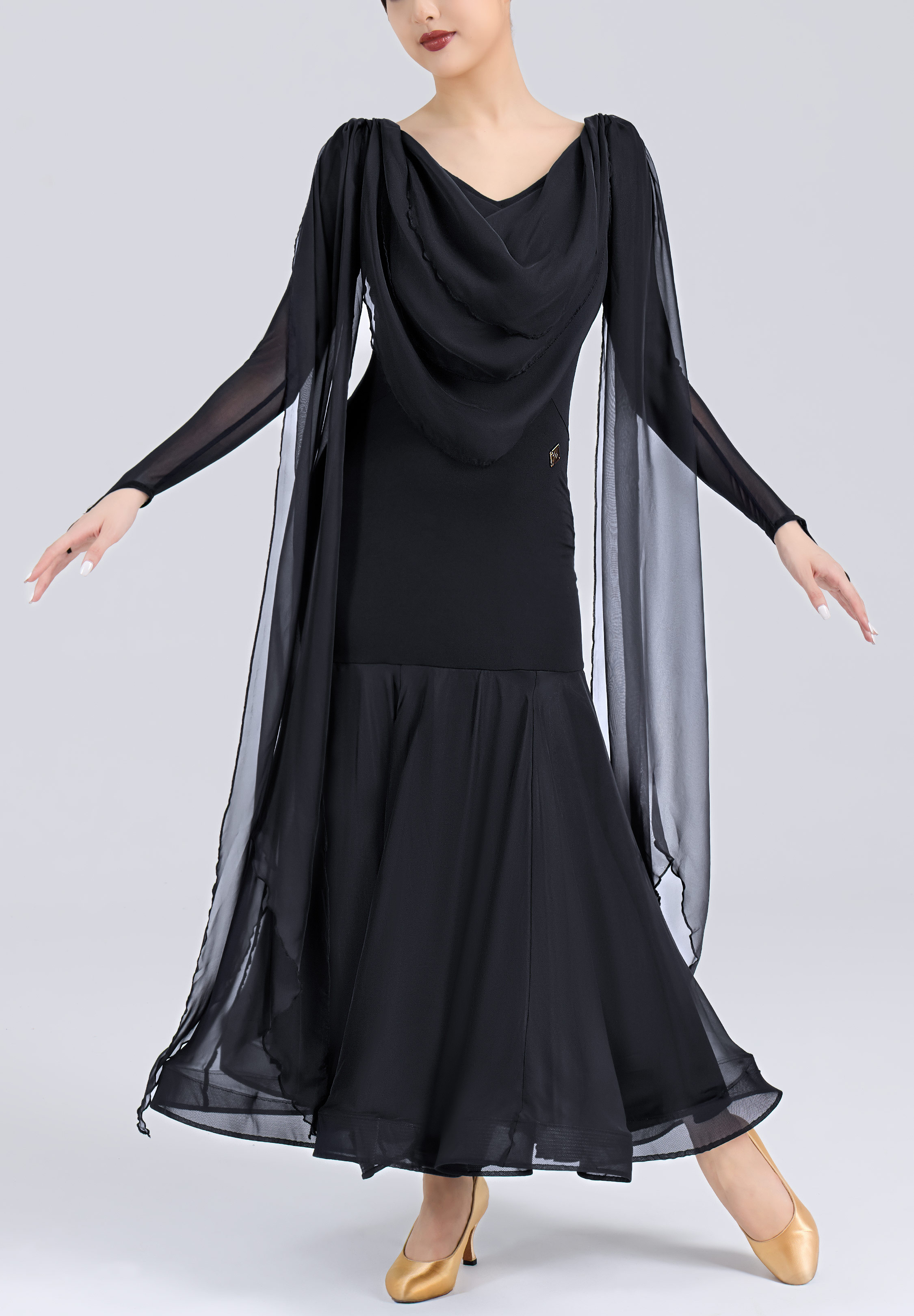 MF Ebony Mist Ballroom Gown M440-Black