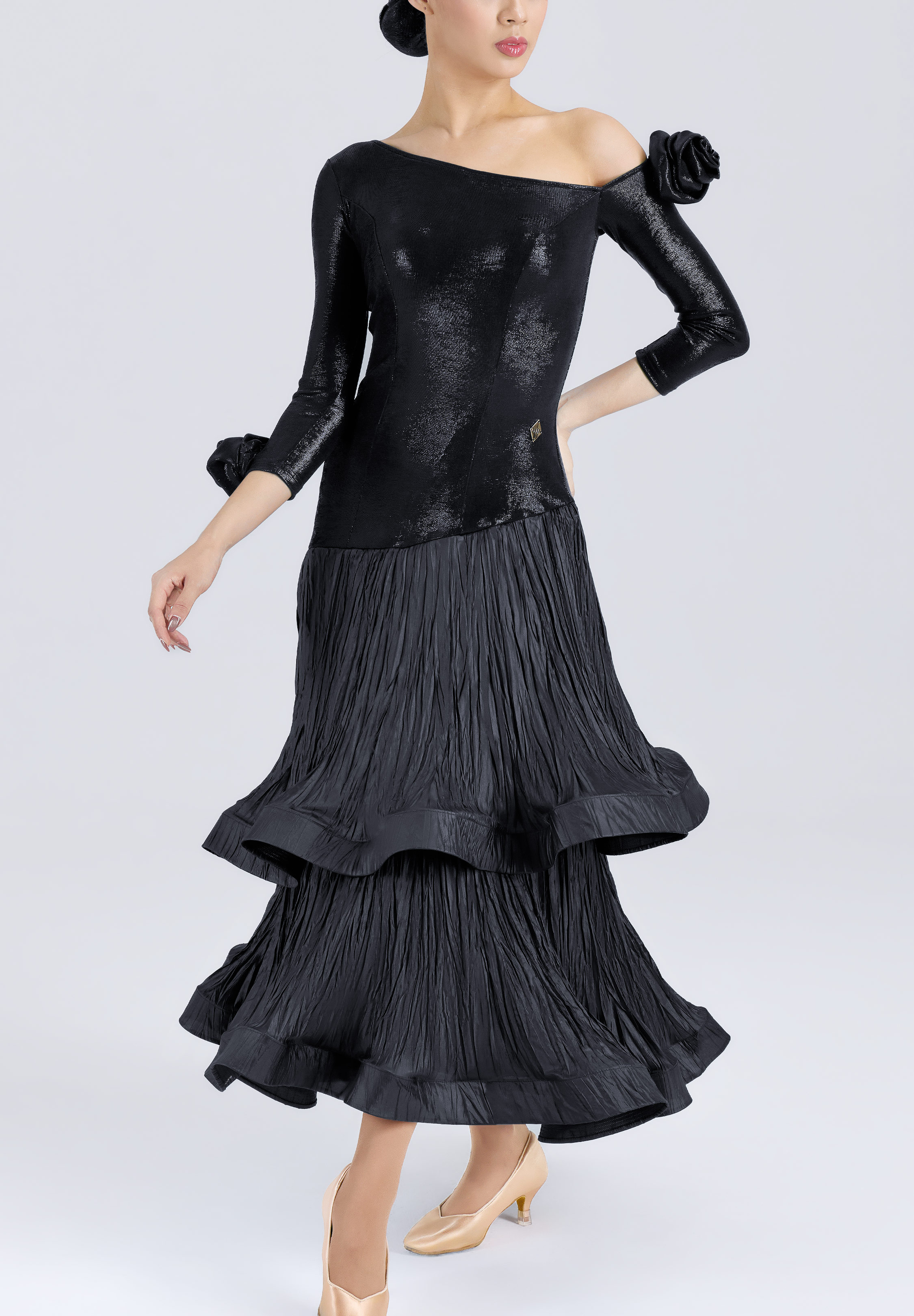 MF Shadow Flora Ballroom Gown M441-Black