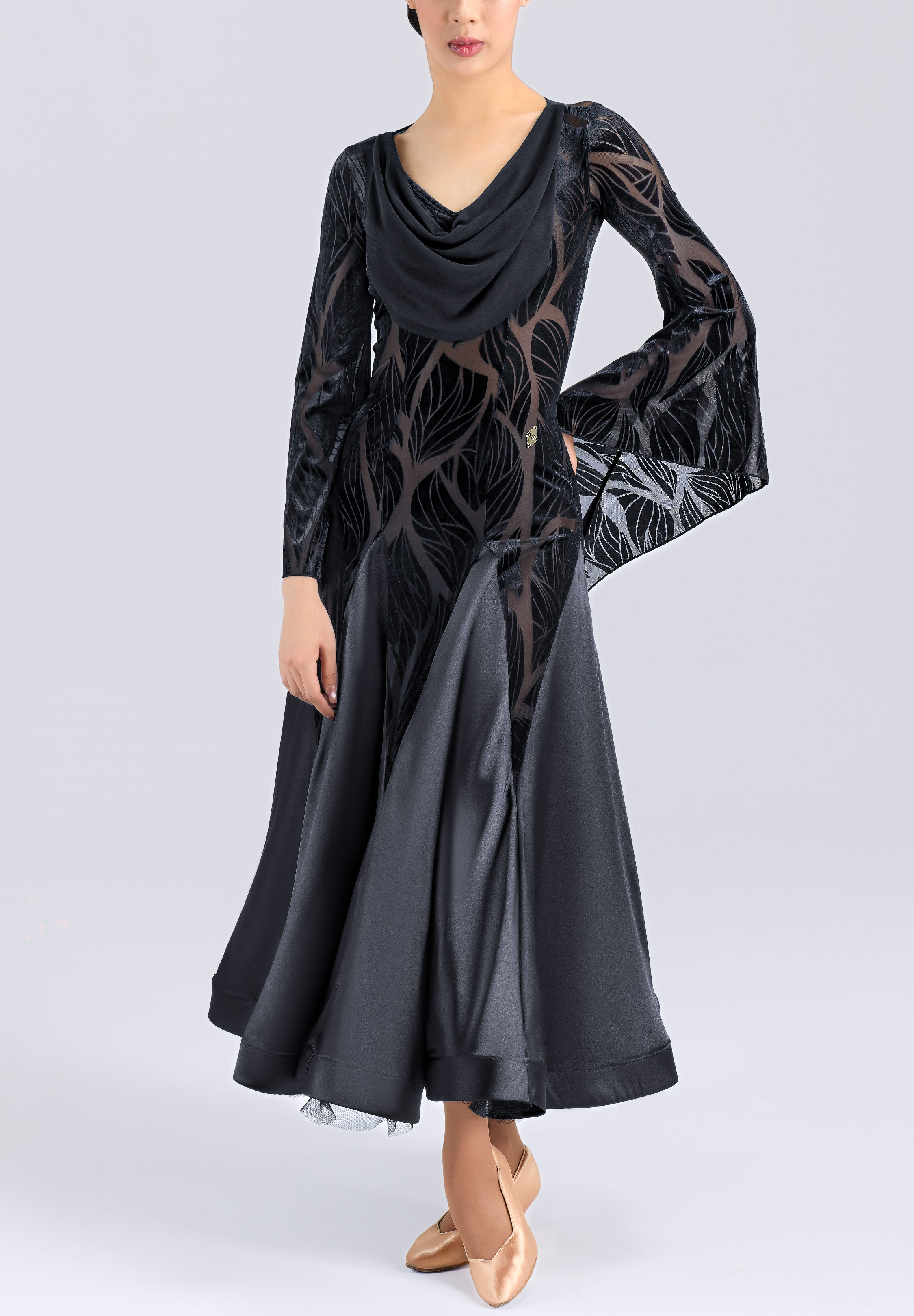 MF Leaf Mirage Ballroom Gown M442-Black