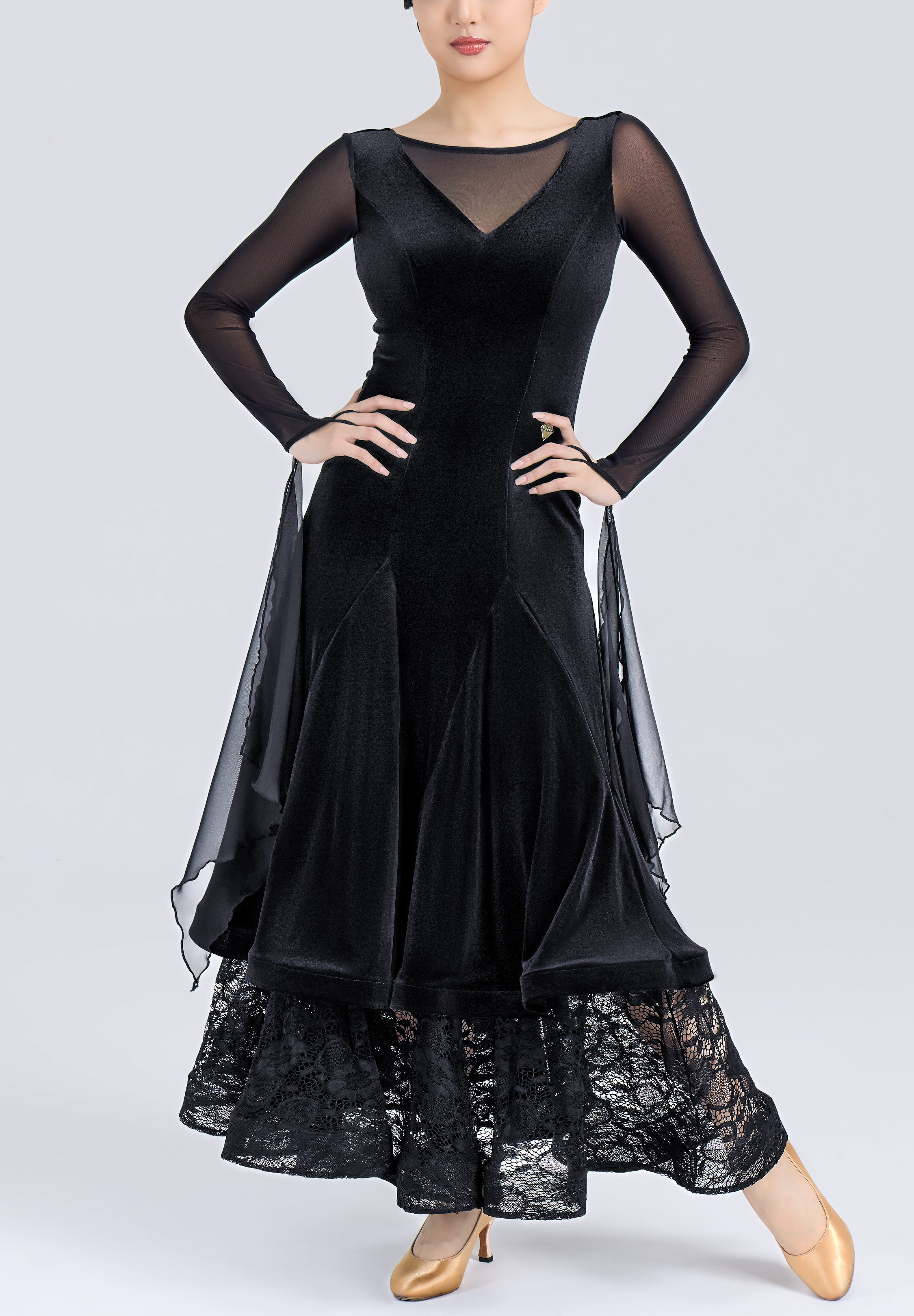 MF Misty Shadow Ballroom Gown M443-Black