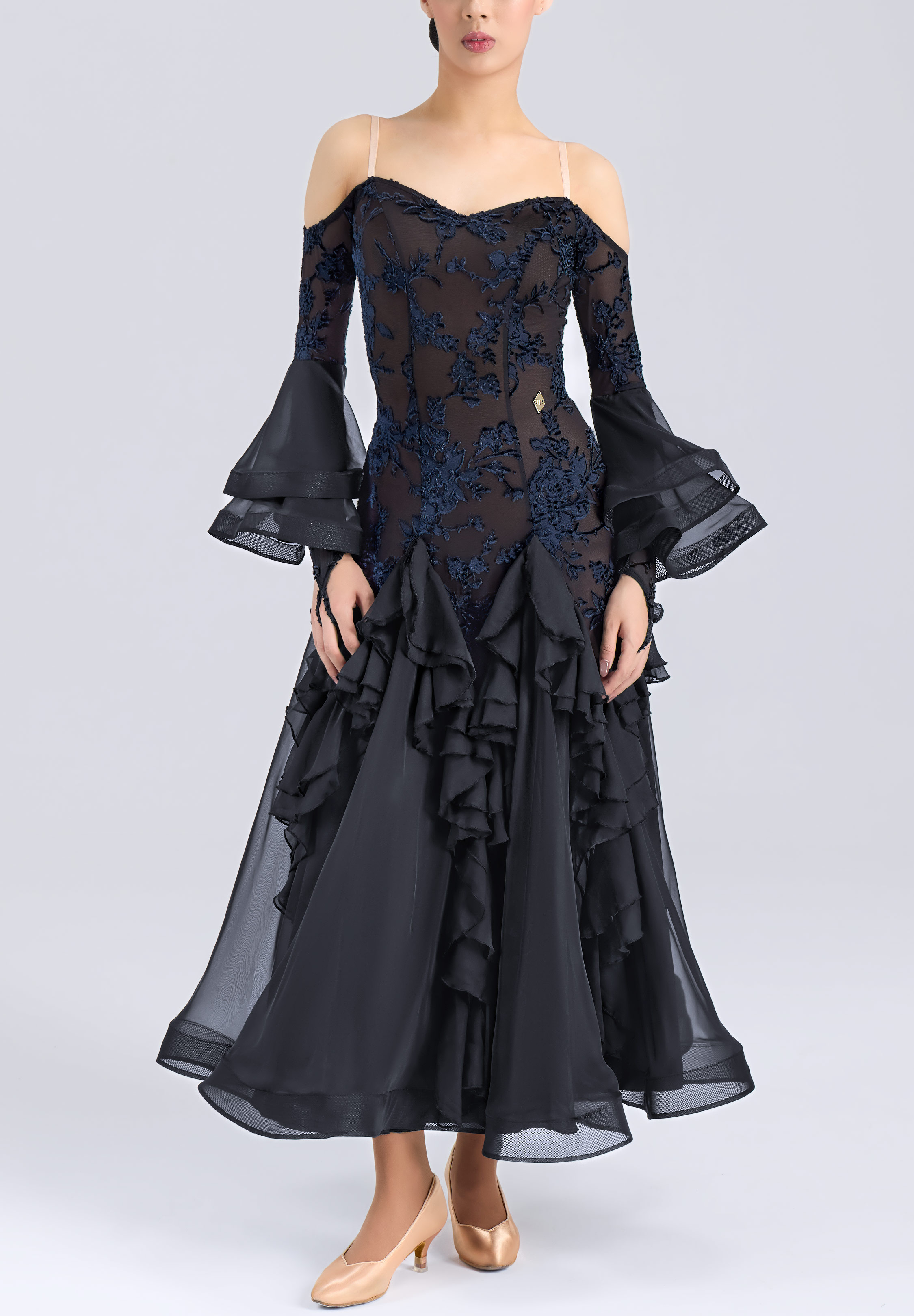 MF Vine Eclipse Ballroom Gown M445-Black