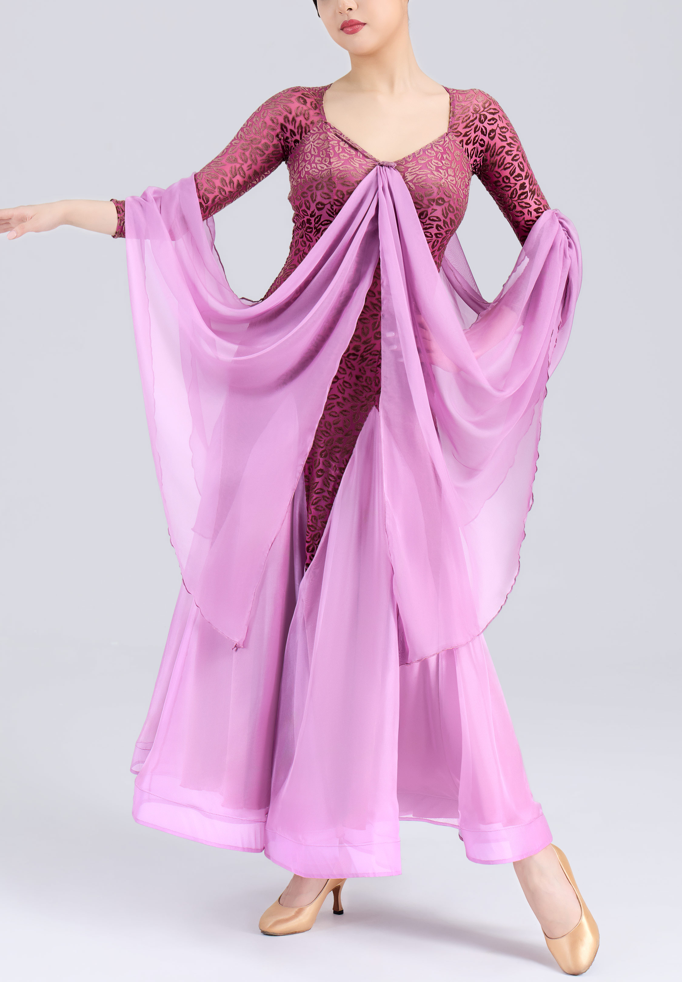 MF Blushing Sway Ballroom Gown M449-Lilac Leopard