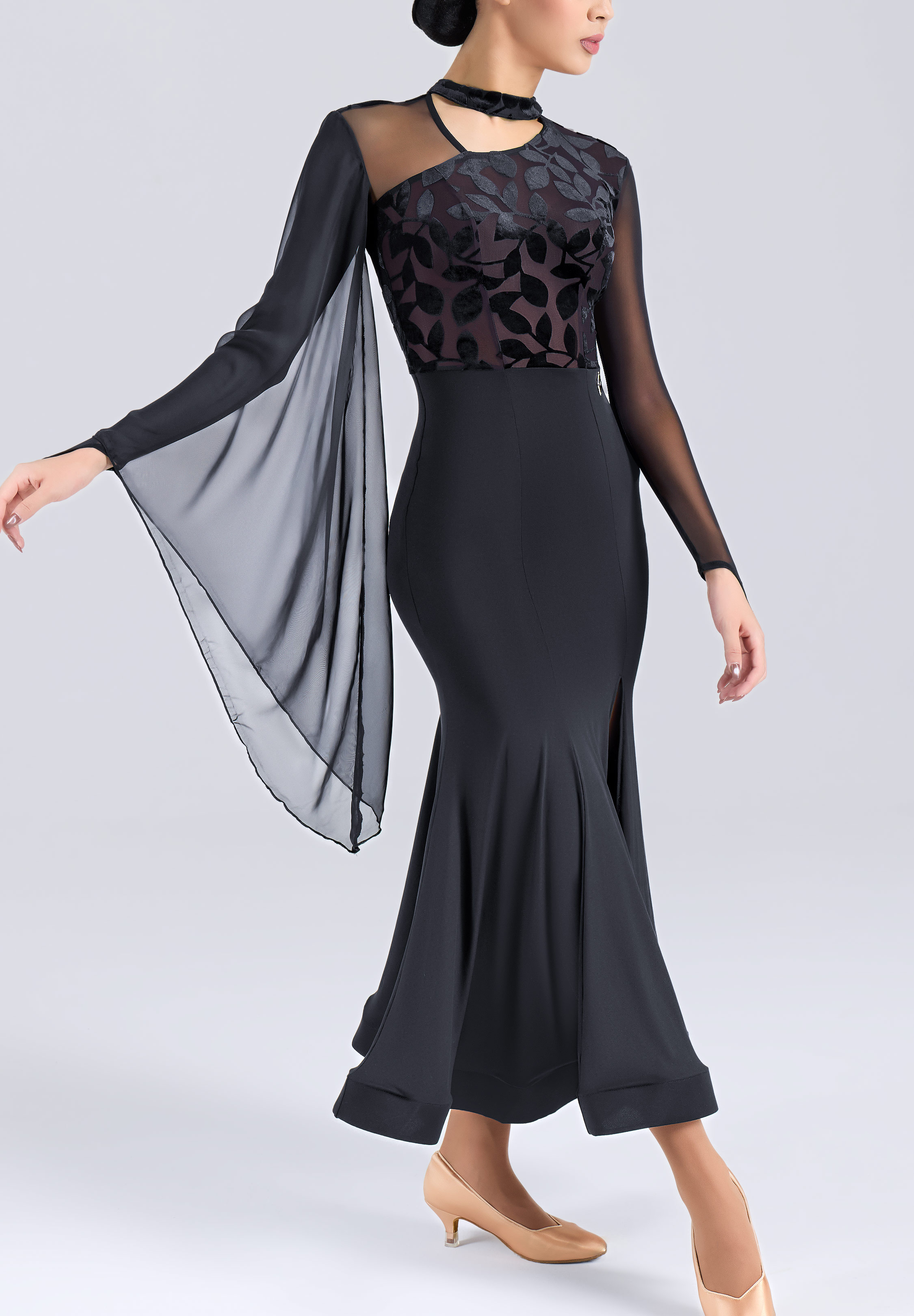MF Drifting Vine Smooth Dress M452-Black