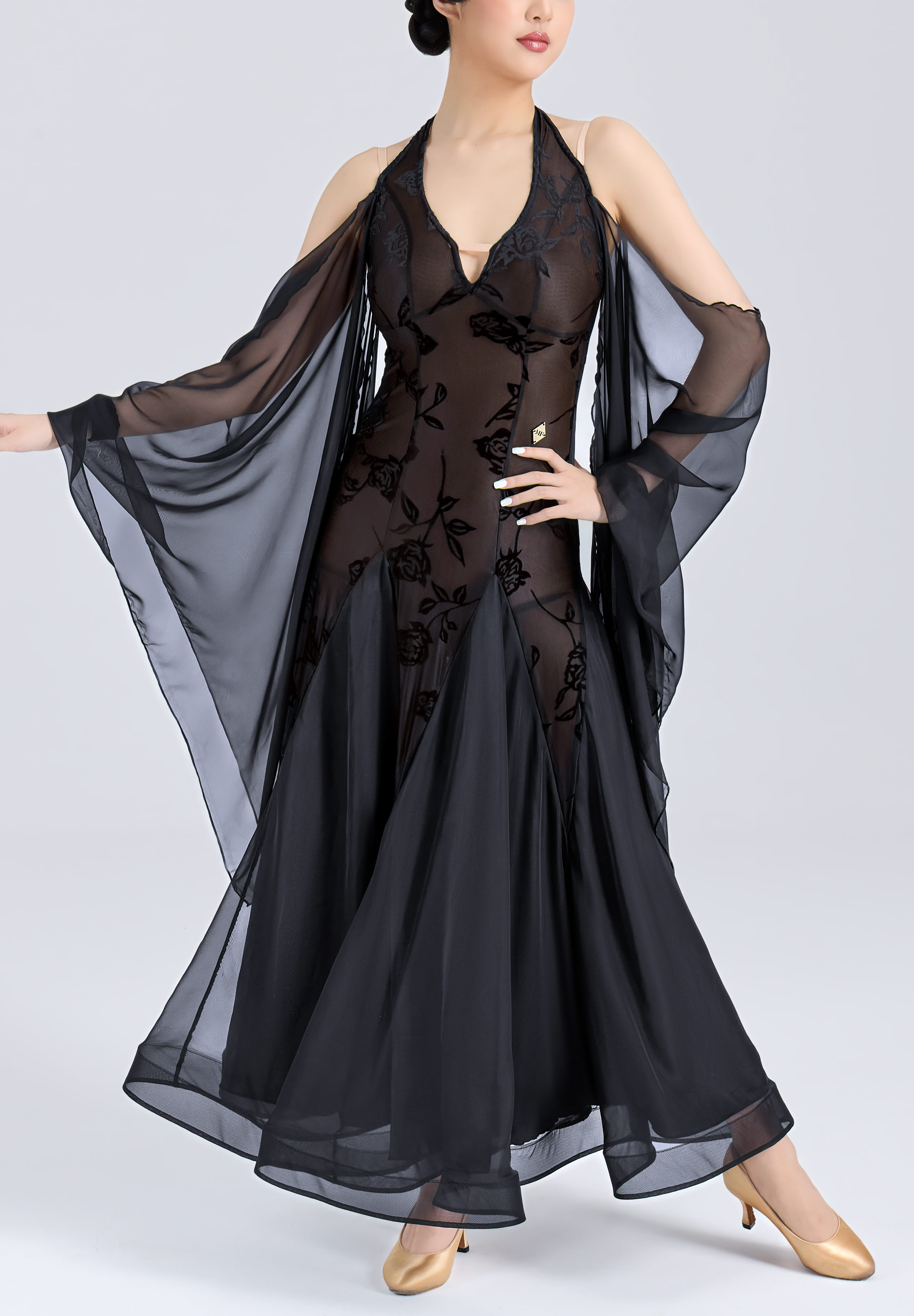 MF Moonlit Float Ballroom Gown M457-Black