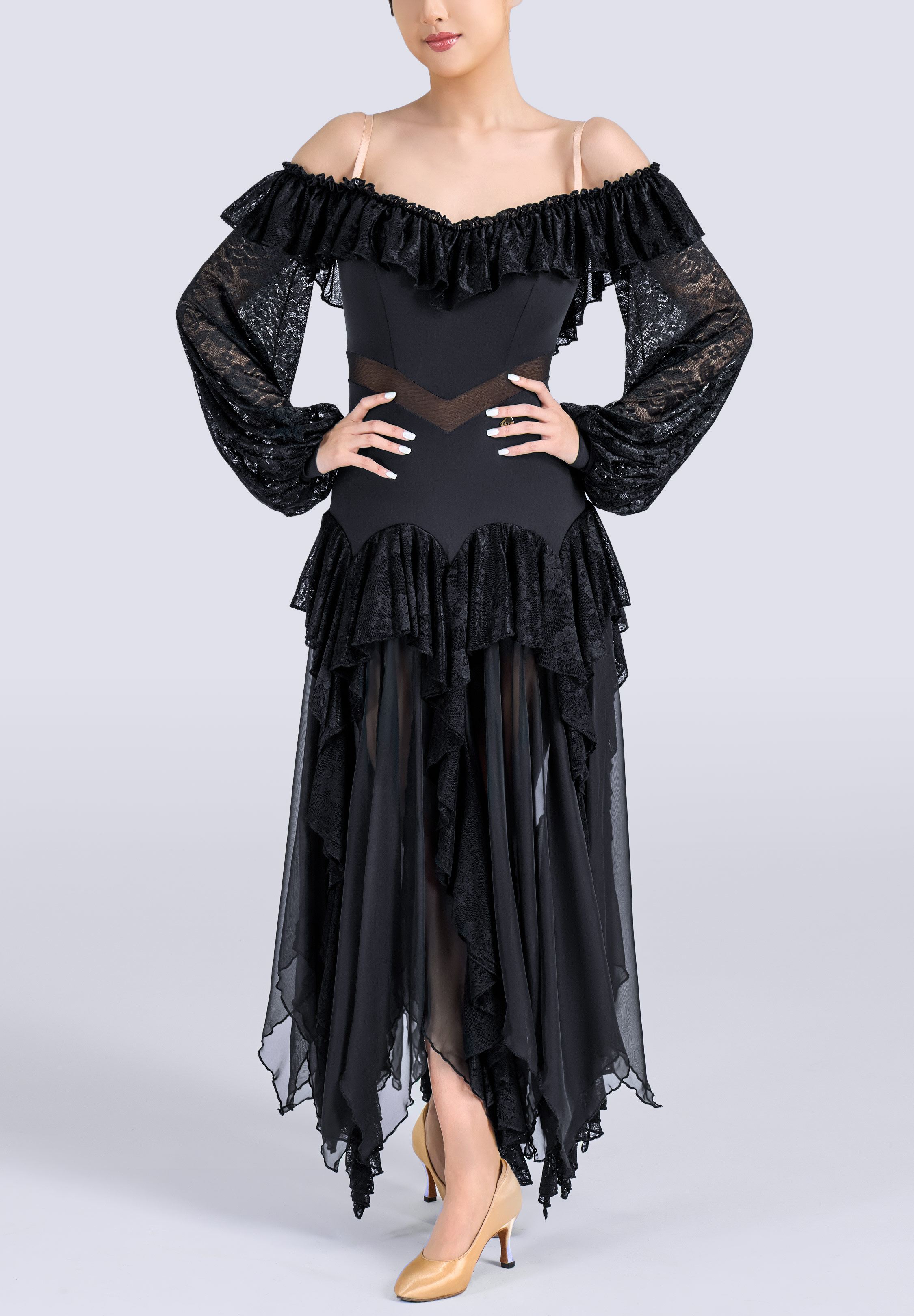 MF Obsidian Lace Smooth Dress M469-Black