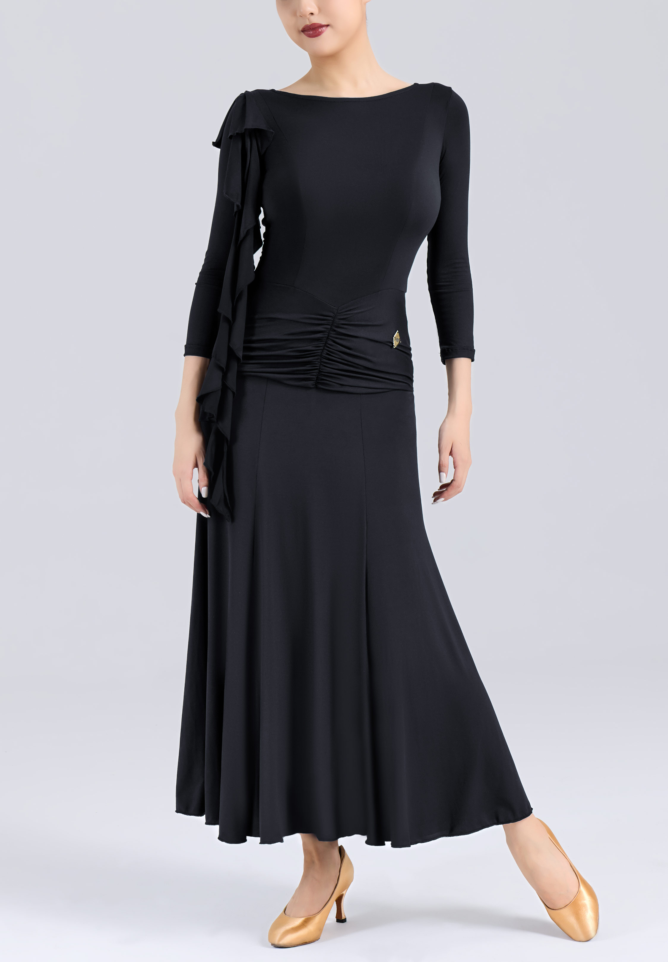MF Ruffle Sway Smooth Dress M473-Black