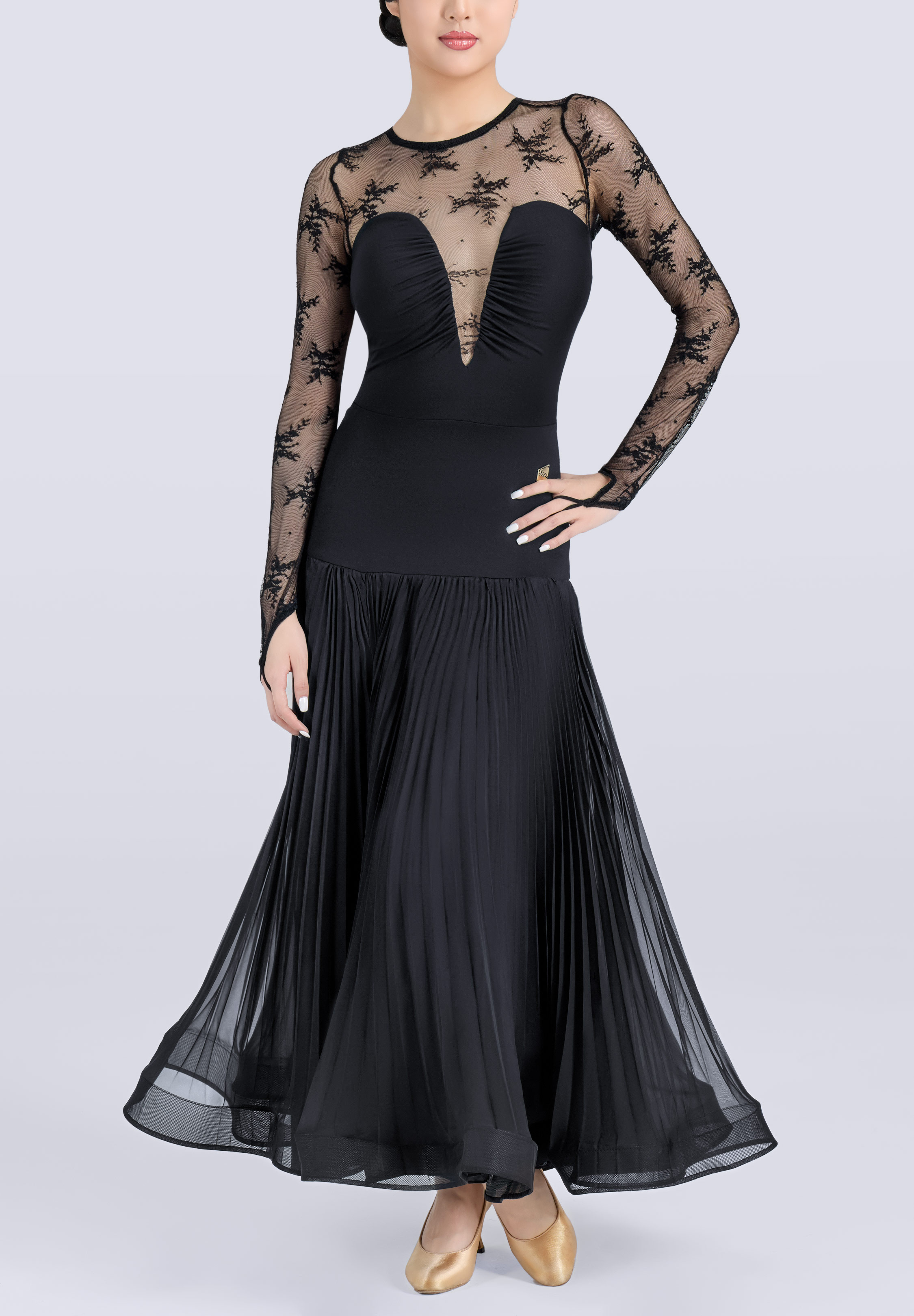 MF Sheer Noir Ballroom Gown M474-Black