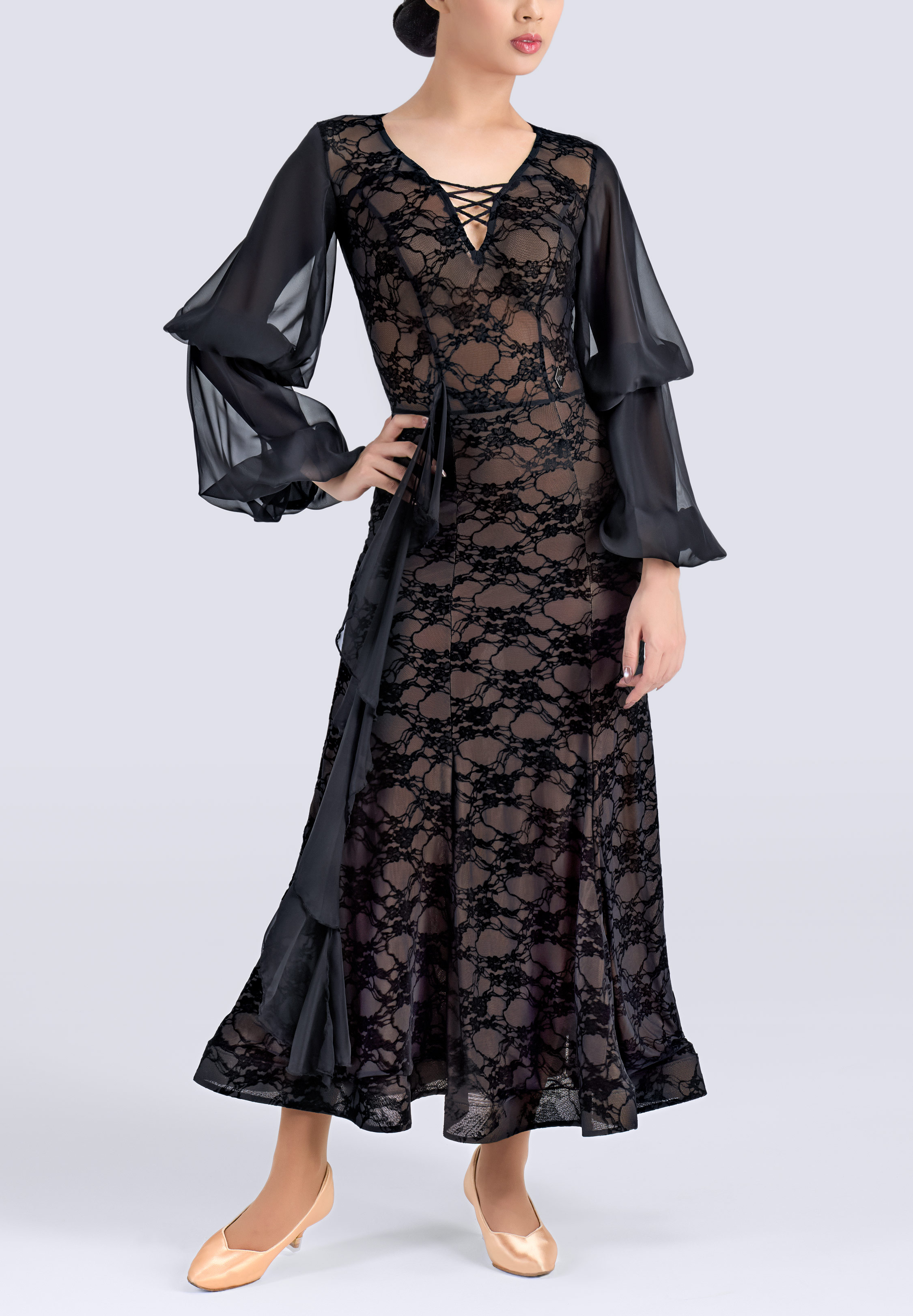 MF Eclipse Lace Ballroom Gown M479-Black