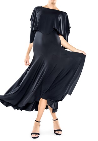 Maly Caped Full Flare Ballroom Dress MF201605-Black