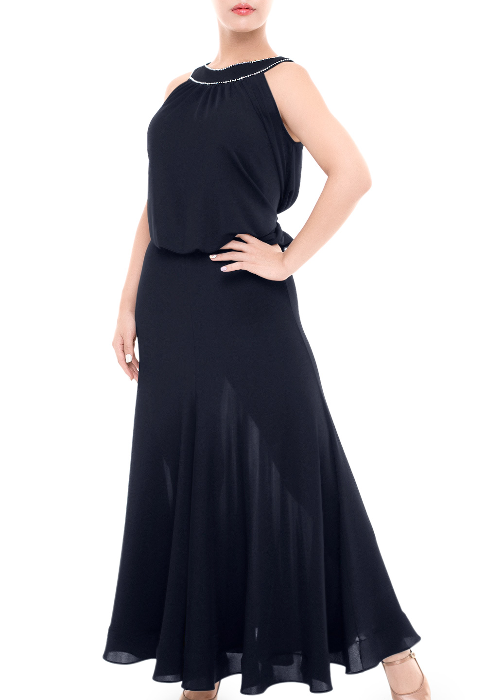 PopconAtelier Shiny Halter Ballroom Dress WMD100-29-Black